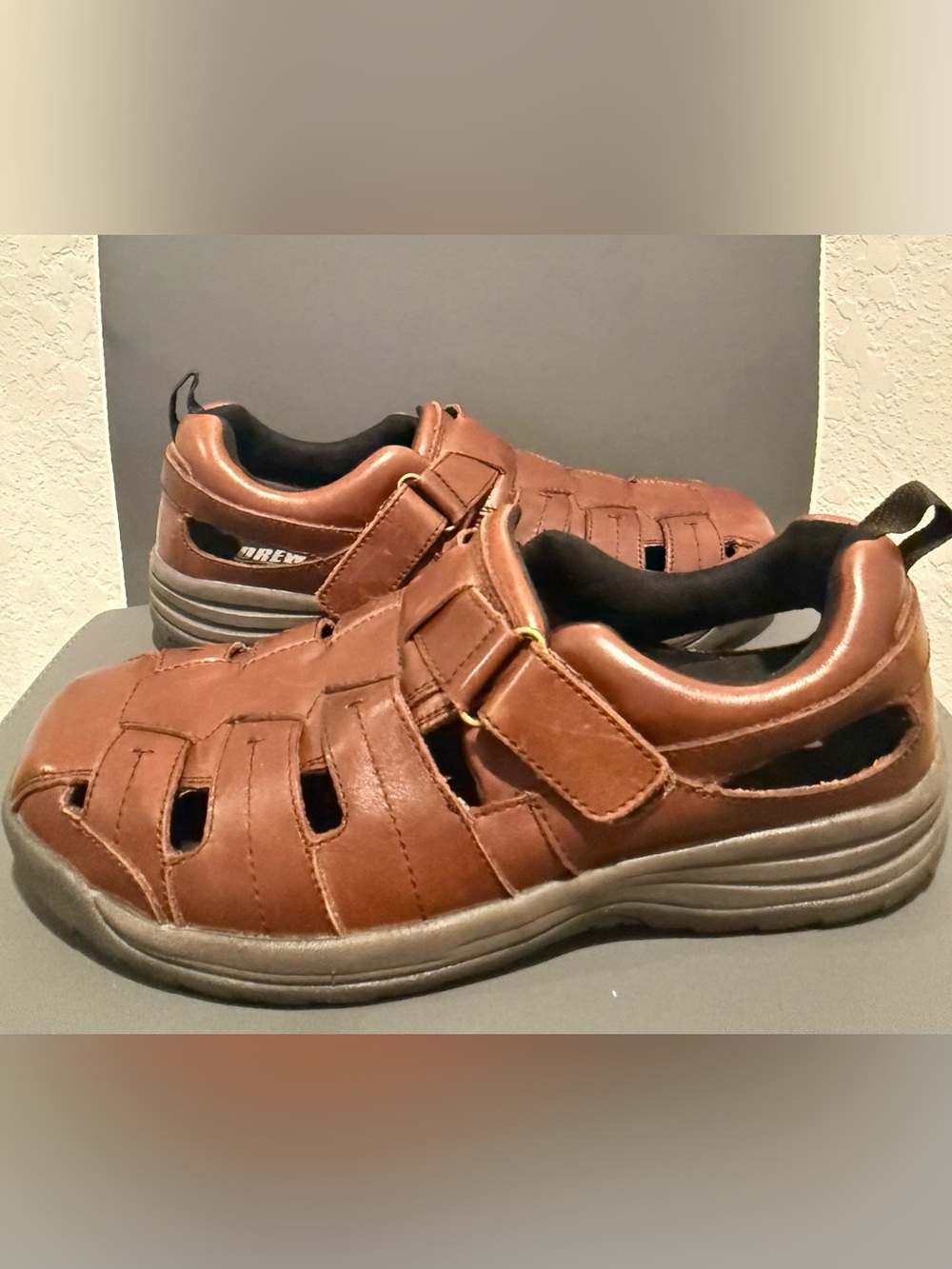 Drew Men's Brown Leather Fisherman Sandals Dublin 47717 Men's Size 11.5W
